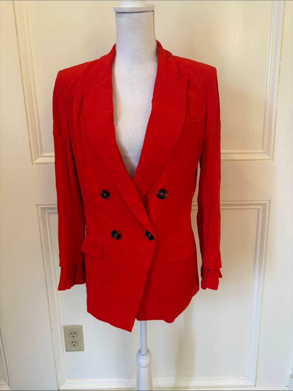 Veronica Beard Vibrant Red Double-Breasted Blazer